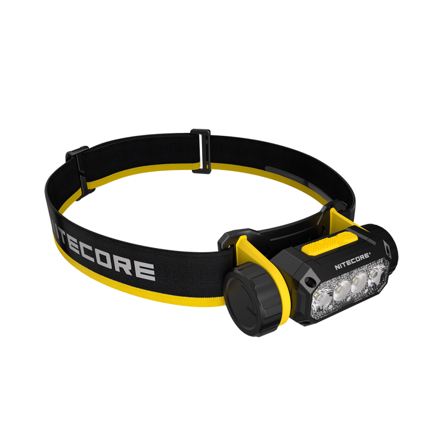 Nitecore NWH20 headlamp opposite angled view showing side cap
