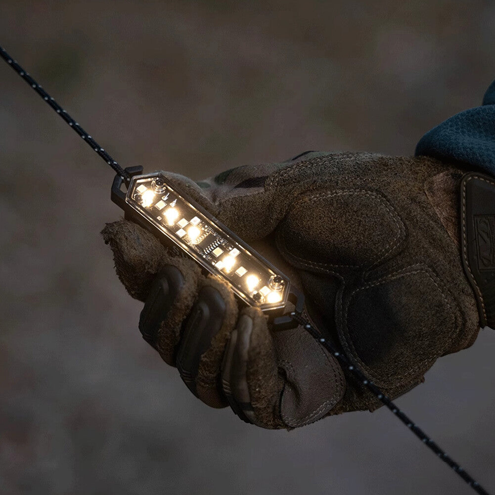 Wellhike Guyline Light illuminated on gjuyline
