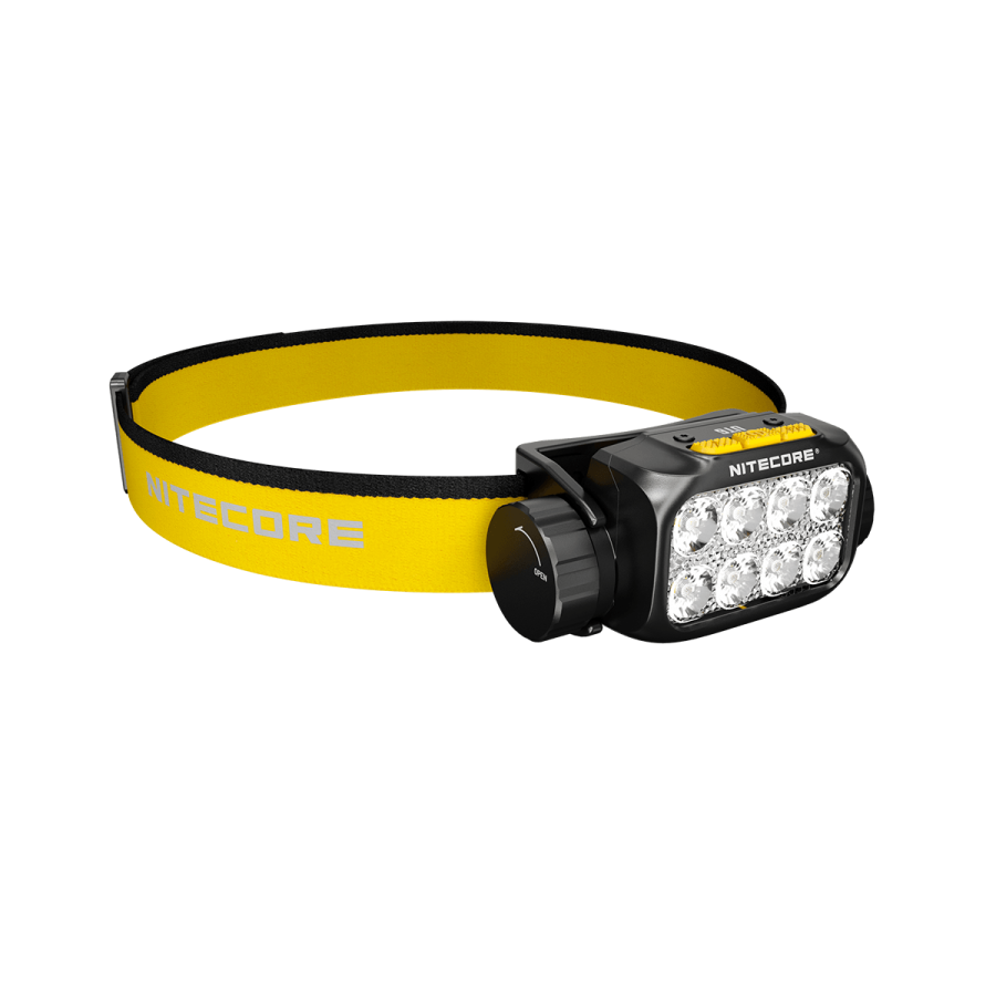 Nitecore UT6 black headlamp opposite angled view showing side cap