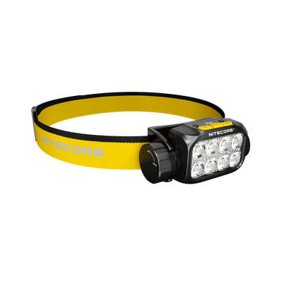 Nitecore UT6 black headlamp opposite angled view showing side cap
