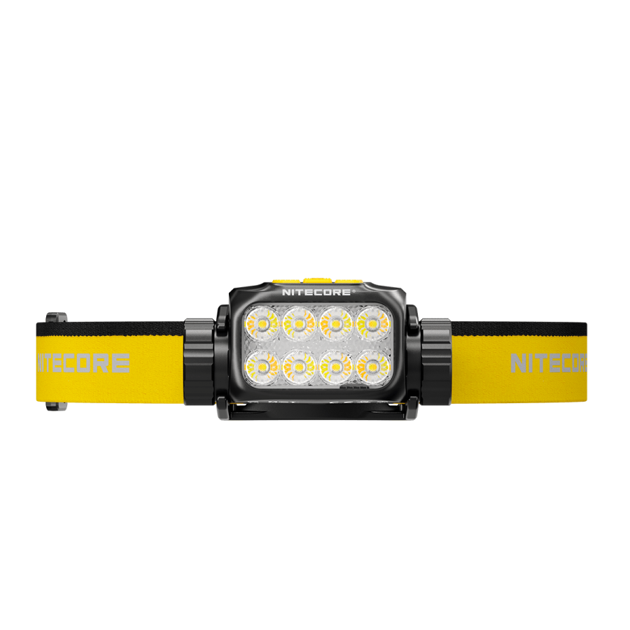 Nitecore UT6 black headlamp LED array with yellow headband extended