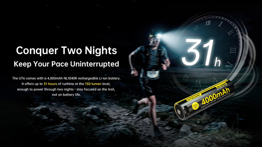 Battery, Charging & Runtime for Nitecore UT6